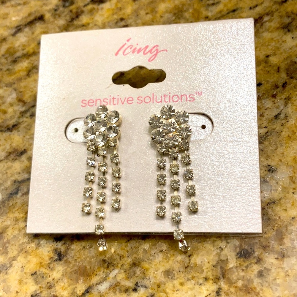Icing Flower Rhinestone Drop Earrings